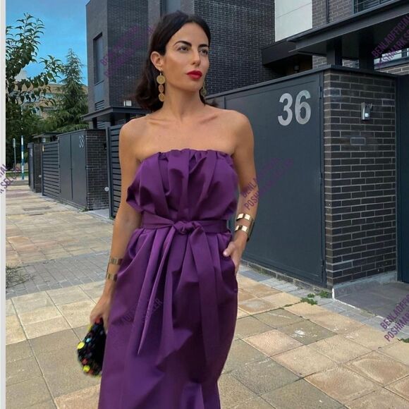 ZARA STUDIO STRAPLESS TAFFETA DRESS LIMITED EDITION - Picture 6 of 14